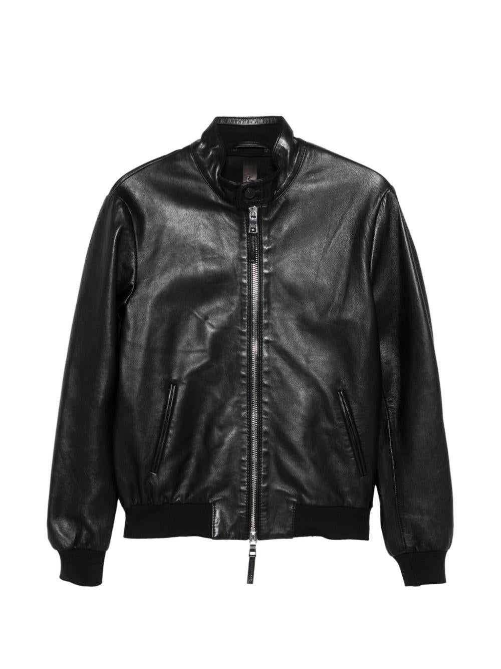 THE JACK AND JACKIE LEATHERS Giacca Elvis in pelle nera con zip 