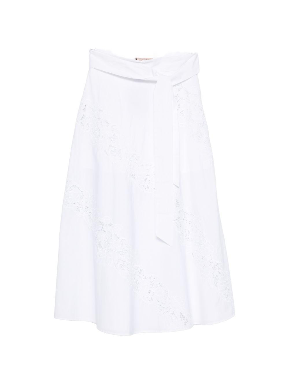 TWINSET Abito midi bianco con trine 