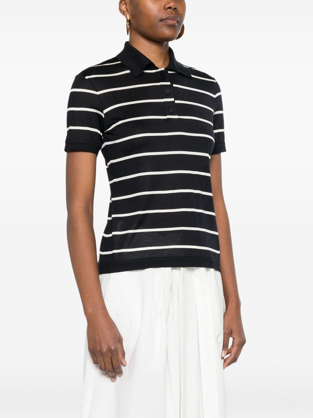 MAX MARA Polo a maniche corte blu navy a righe bianche 