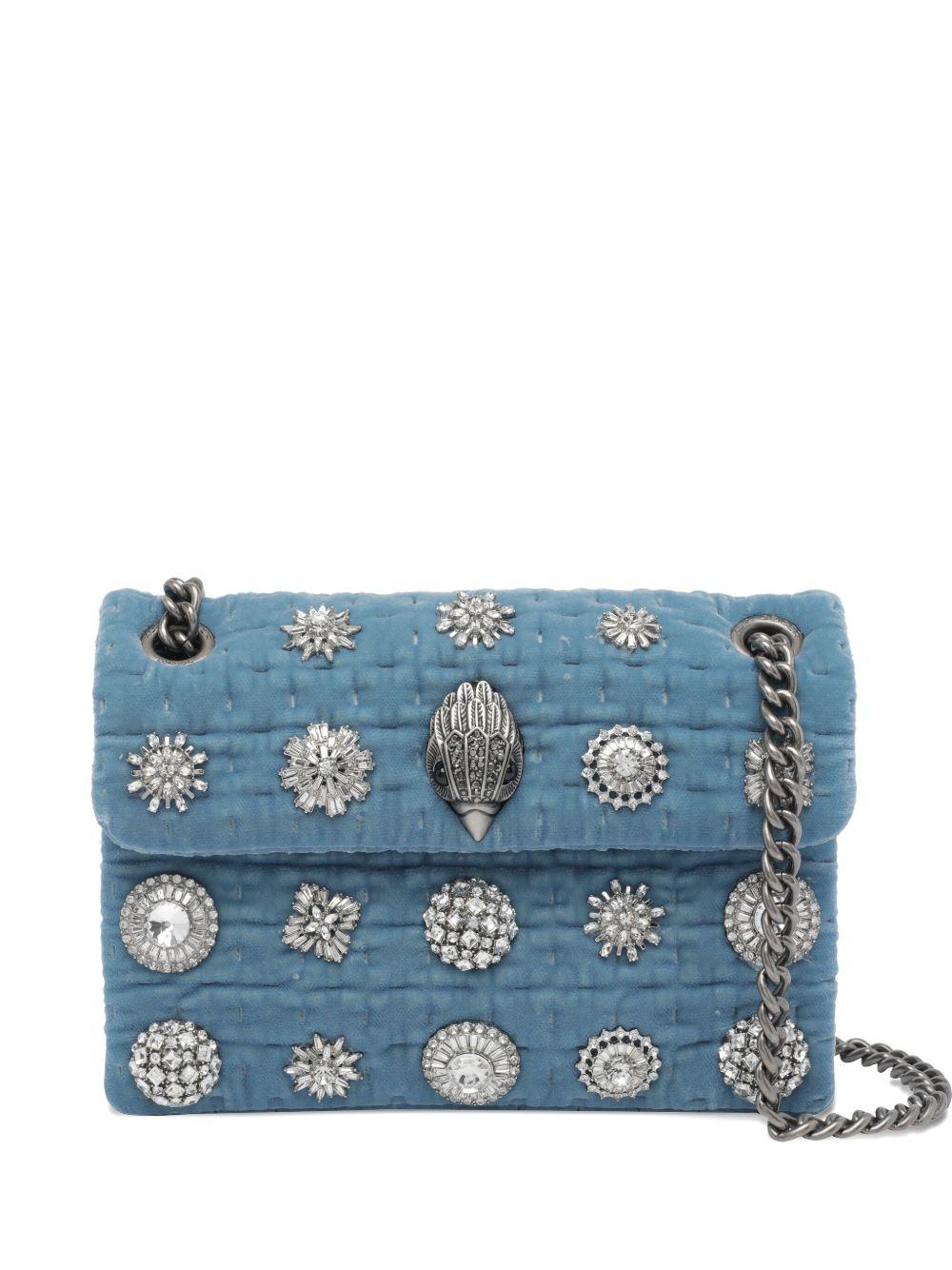 KURT GEIGER Borsa a tracolla mini 'Kensington' in velluto blu 
