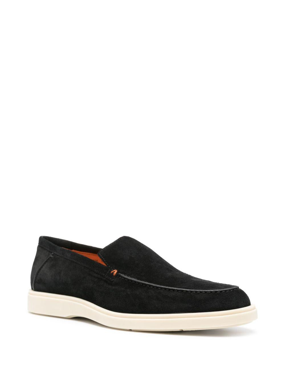 SANTONI Mocassini neri scamosciati 