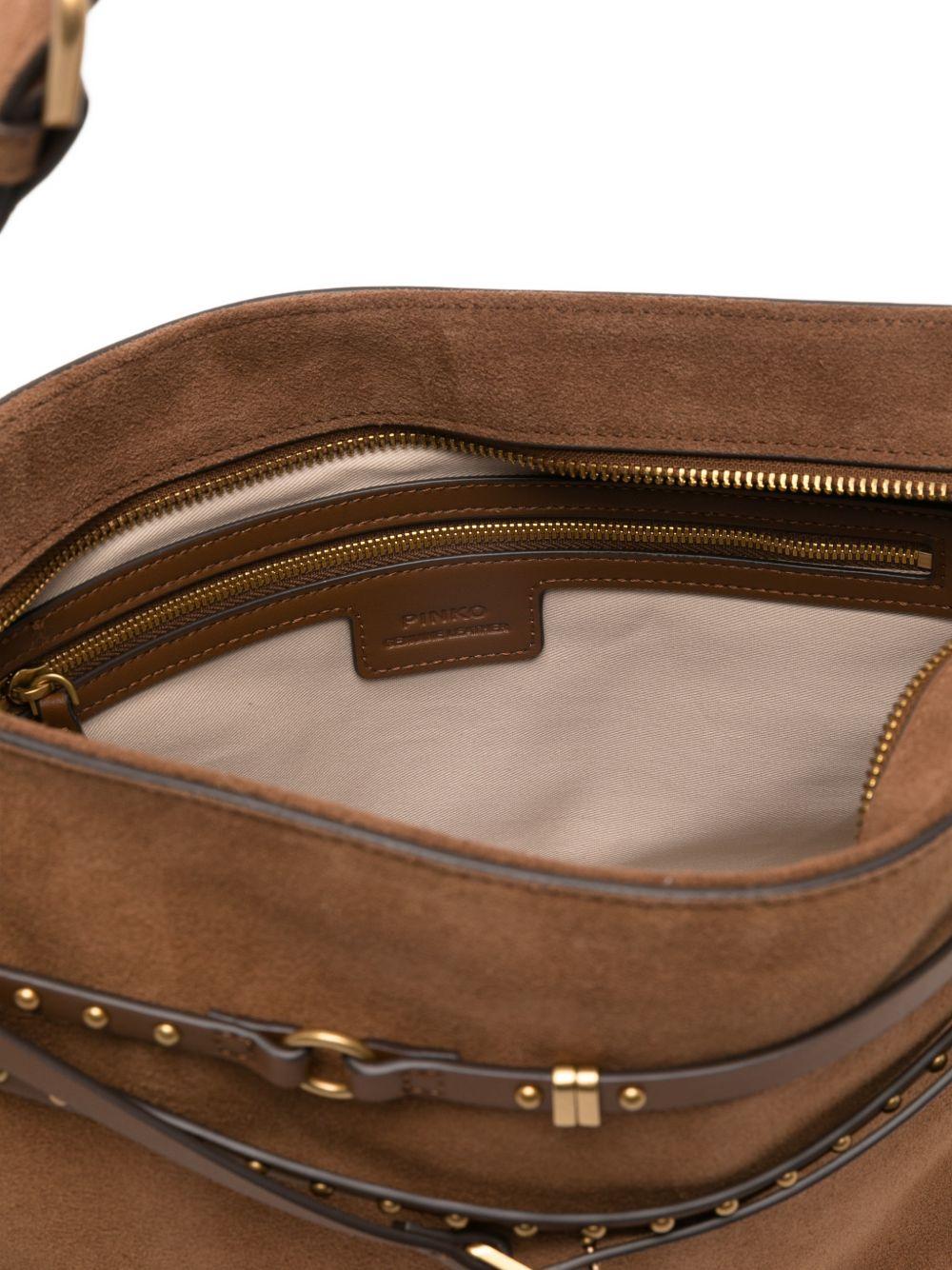 PINKO Borsa a spalla Belt Bag in pelle scamosciata marrone 