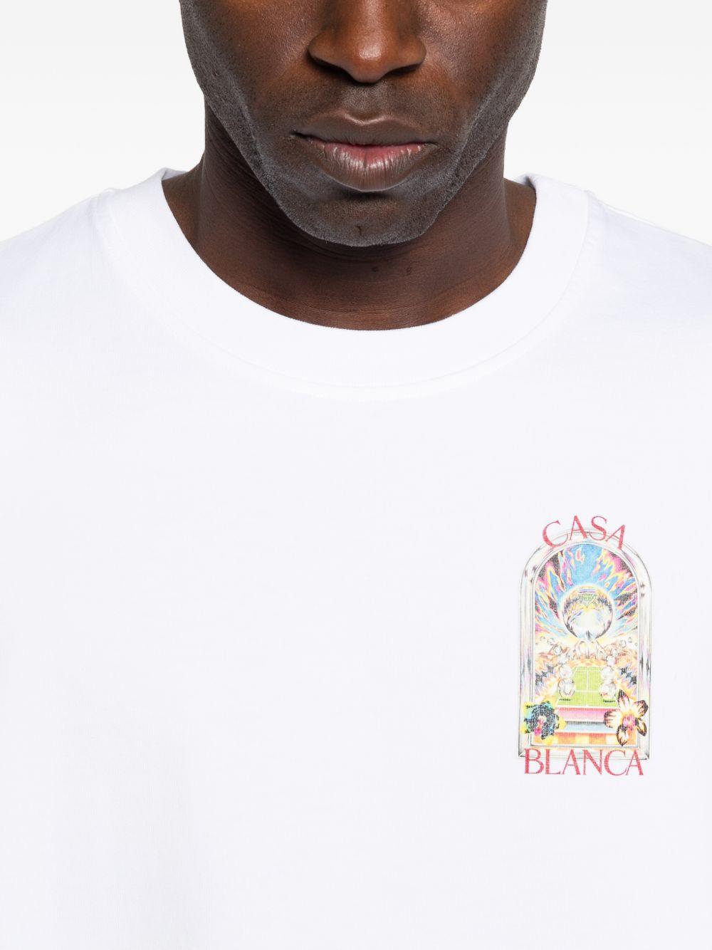 CASABLANCA T-shirt con logo stampato in cotone bianco 