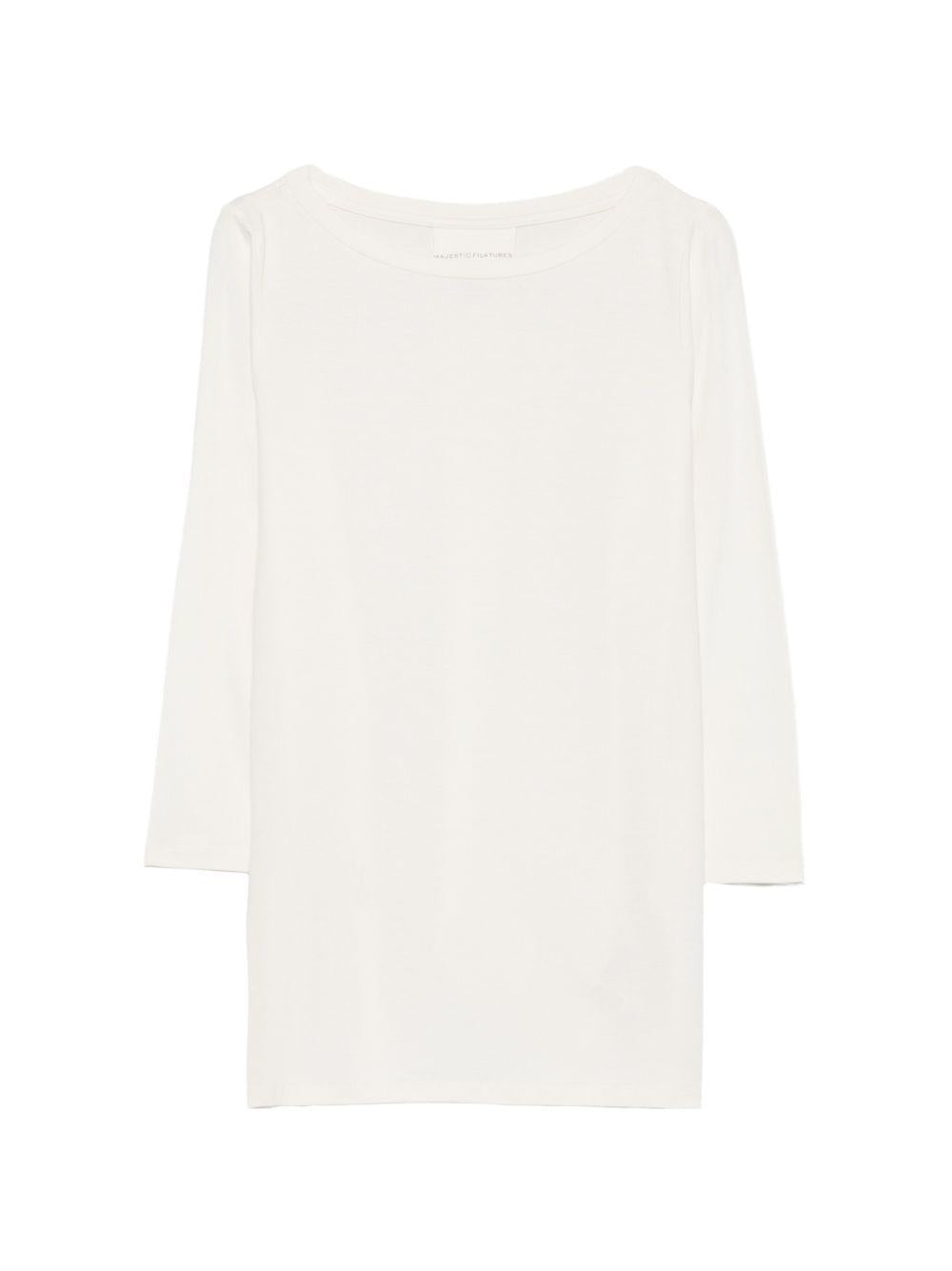MAJESTIC FILATURES Maglia color panna con scollo a barca 