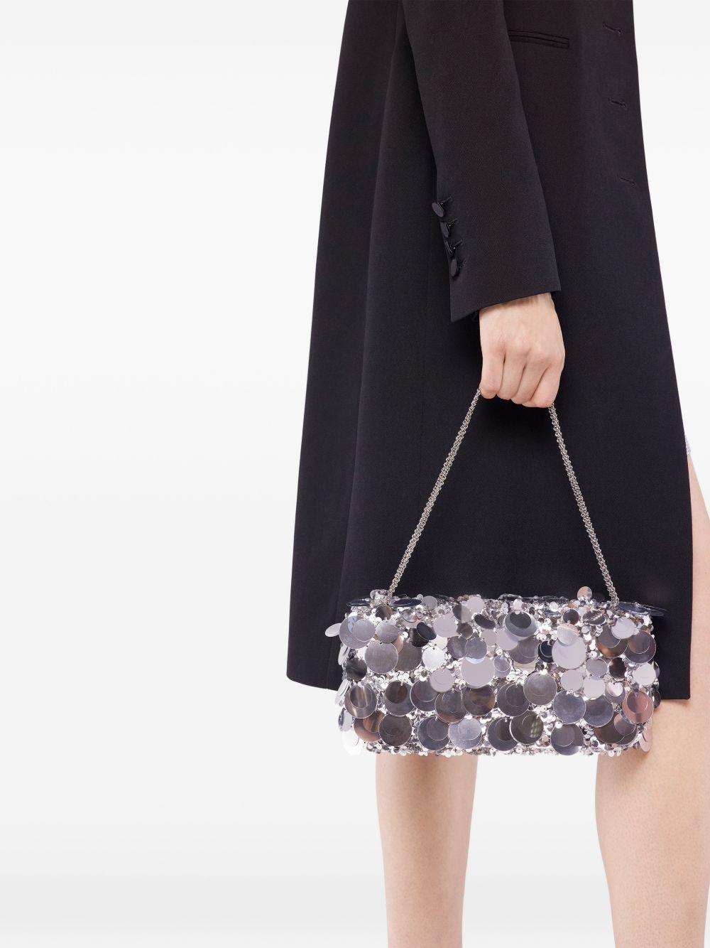 RABANNE Borsa a spalla Sparkle Baguette argento 