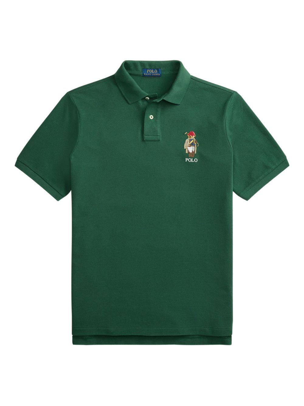 POLO RALPH LAUREN Polo in cotone verde con orso 