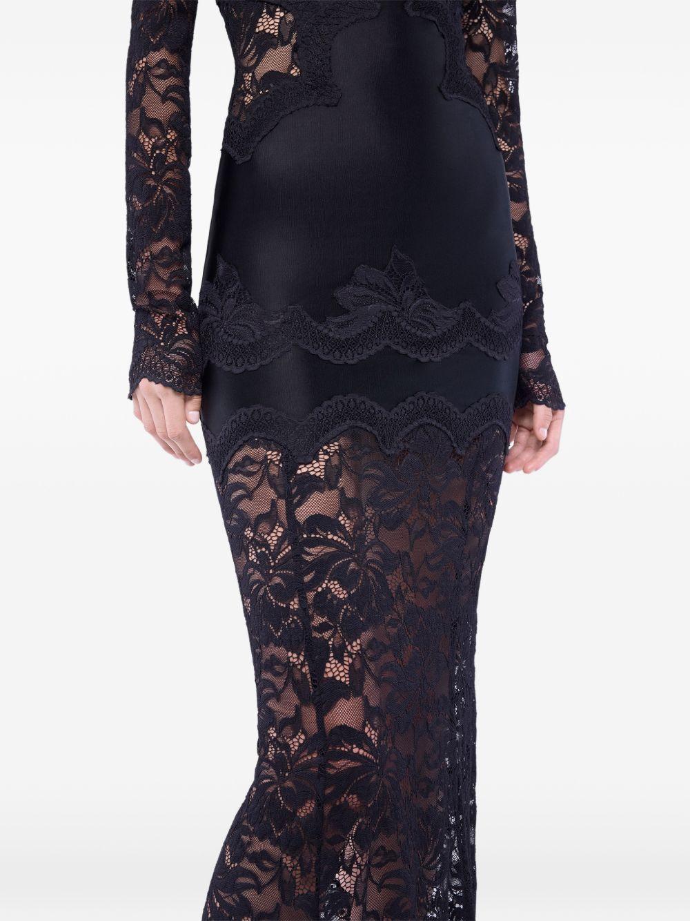 RABANNE Abito lungo in pizzo nero 