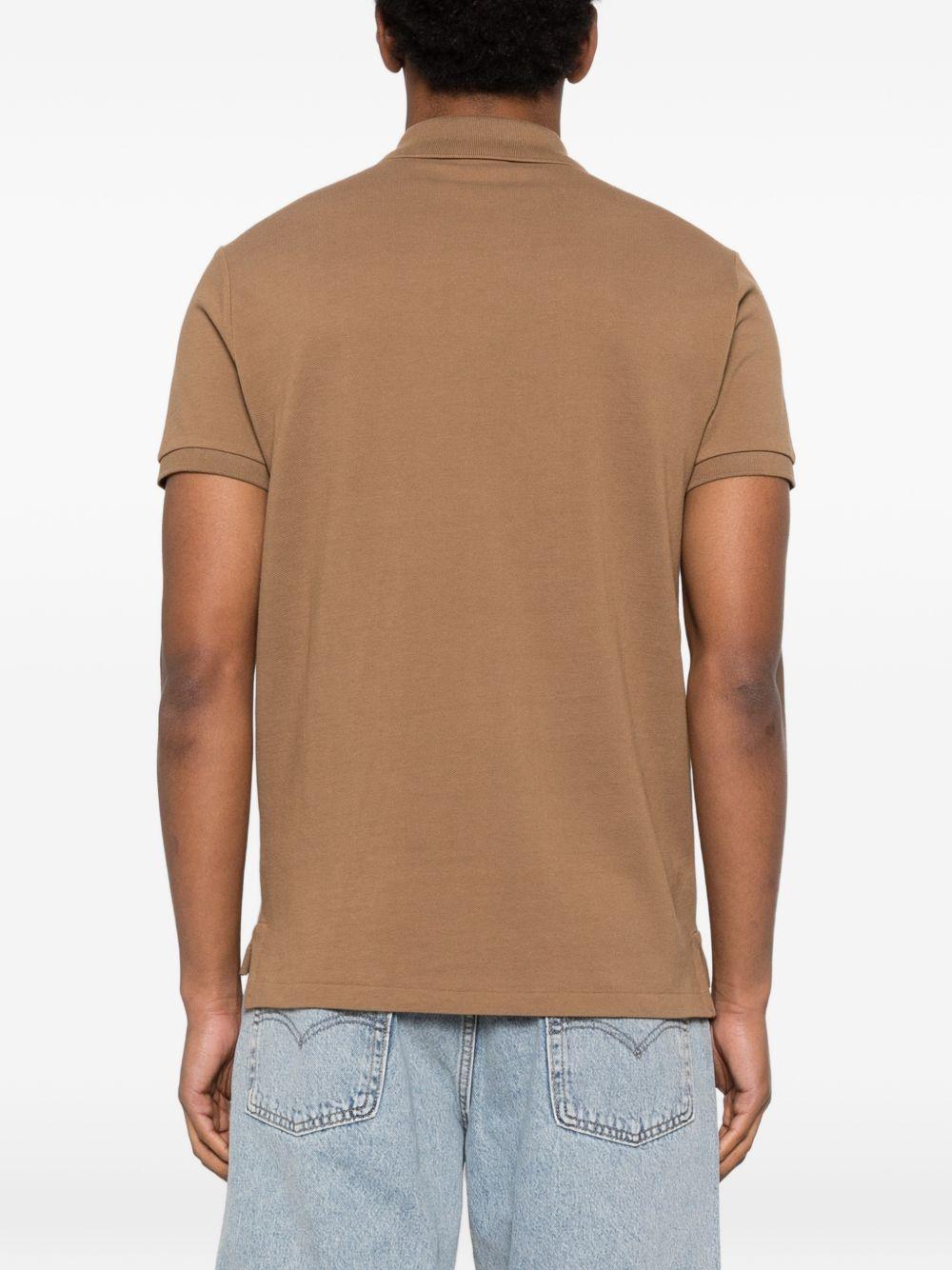 POLO RALPH LAUREN Polo a maniche corte marrone con logo cucito 