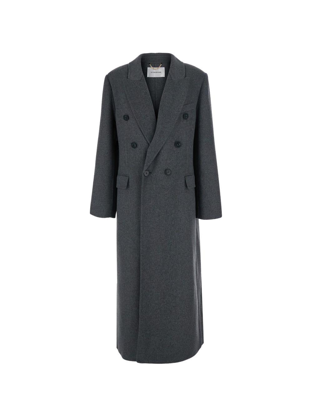 VICTORIA BECKHAM Cappotto doppiopetto in lana e cashmere grigio 