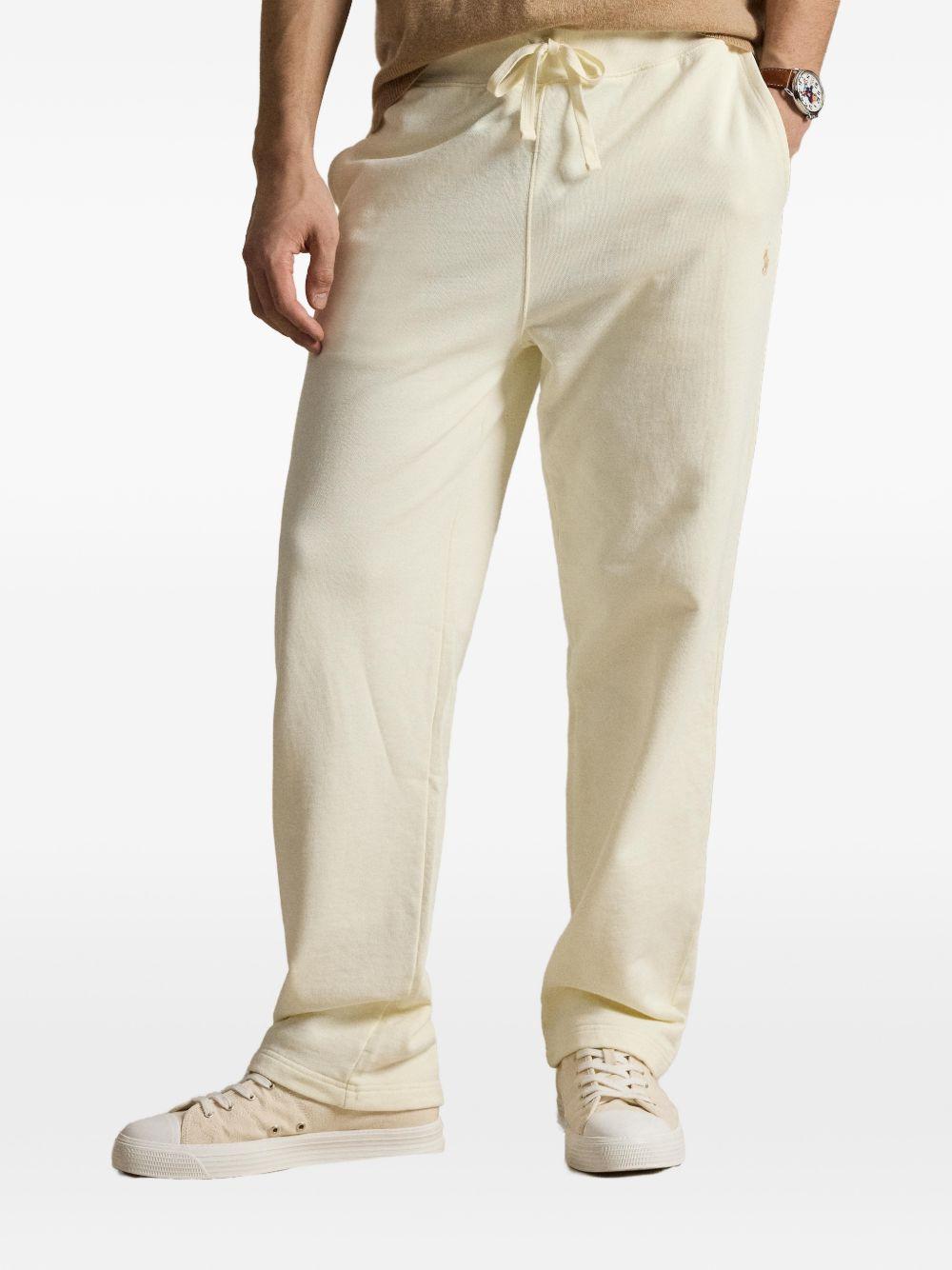 POLO RALPH LAUREN Pantaloni in cotone ecrù con vita elasticizzata 