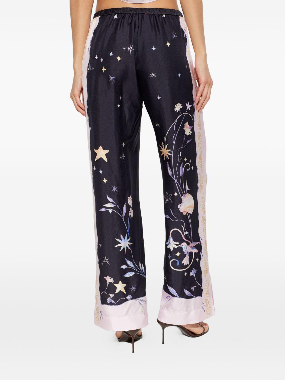 FORTE FORTE Pantaloni My Pants in seta con stampa grafica 