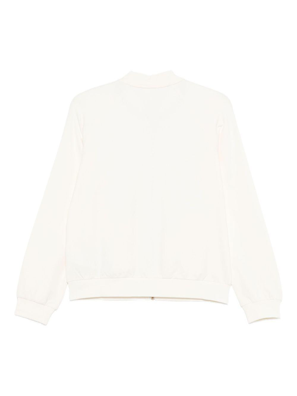 LIUJO Felpa in cotone bianco con logo ricamato e zip 