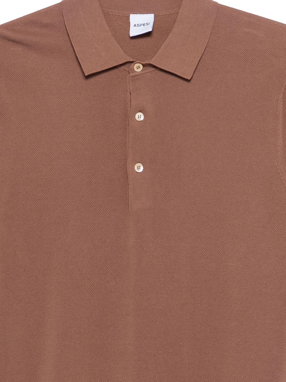 ASPESI Polo in maglia di cotone marrone 