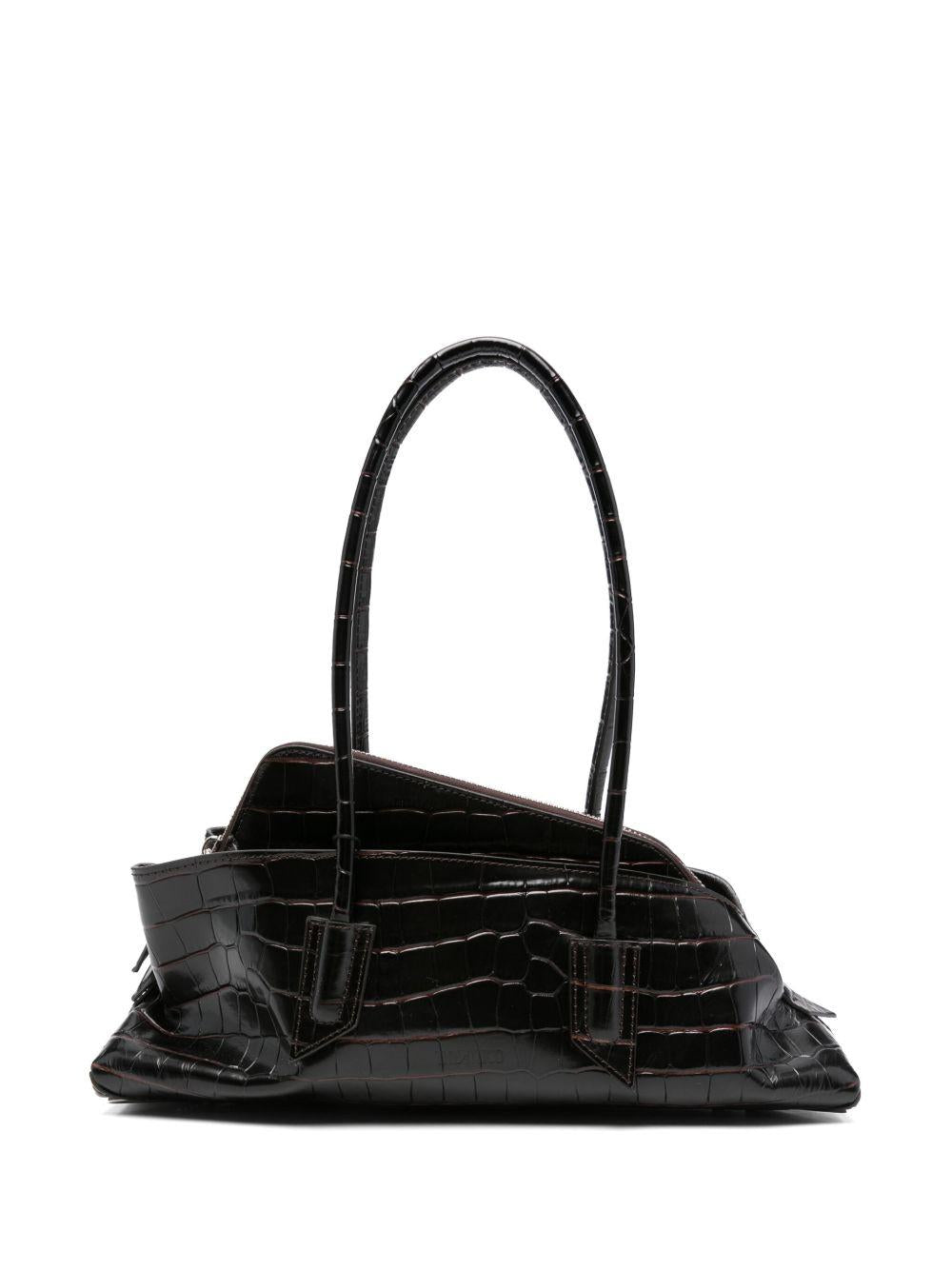 THE ATTICO Borsa a spalla La Passeggiata Small in pelle marrone cocco 