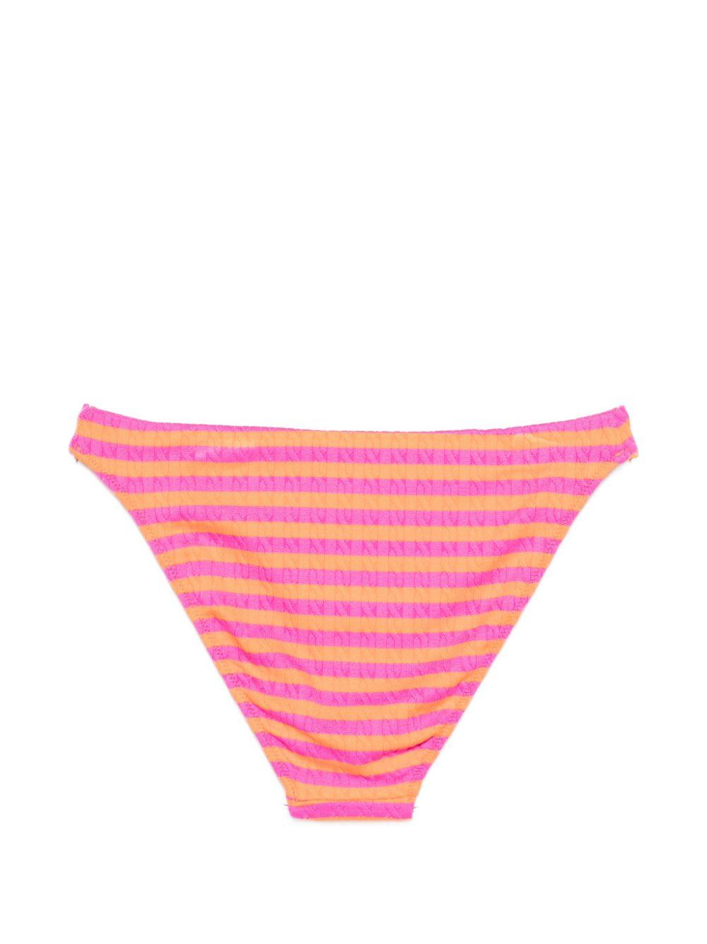 POLO RALPH LAUREN Slip bikini a righe con logo rosa e arancione 