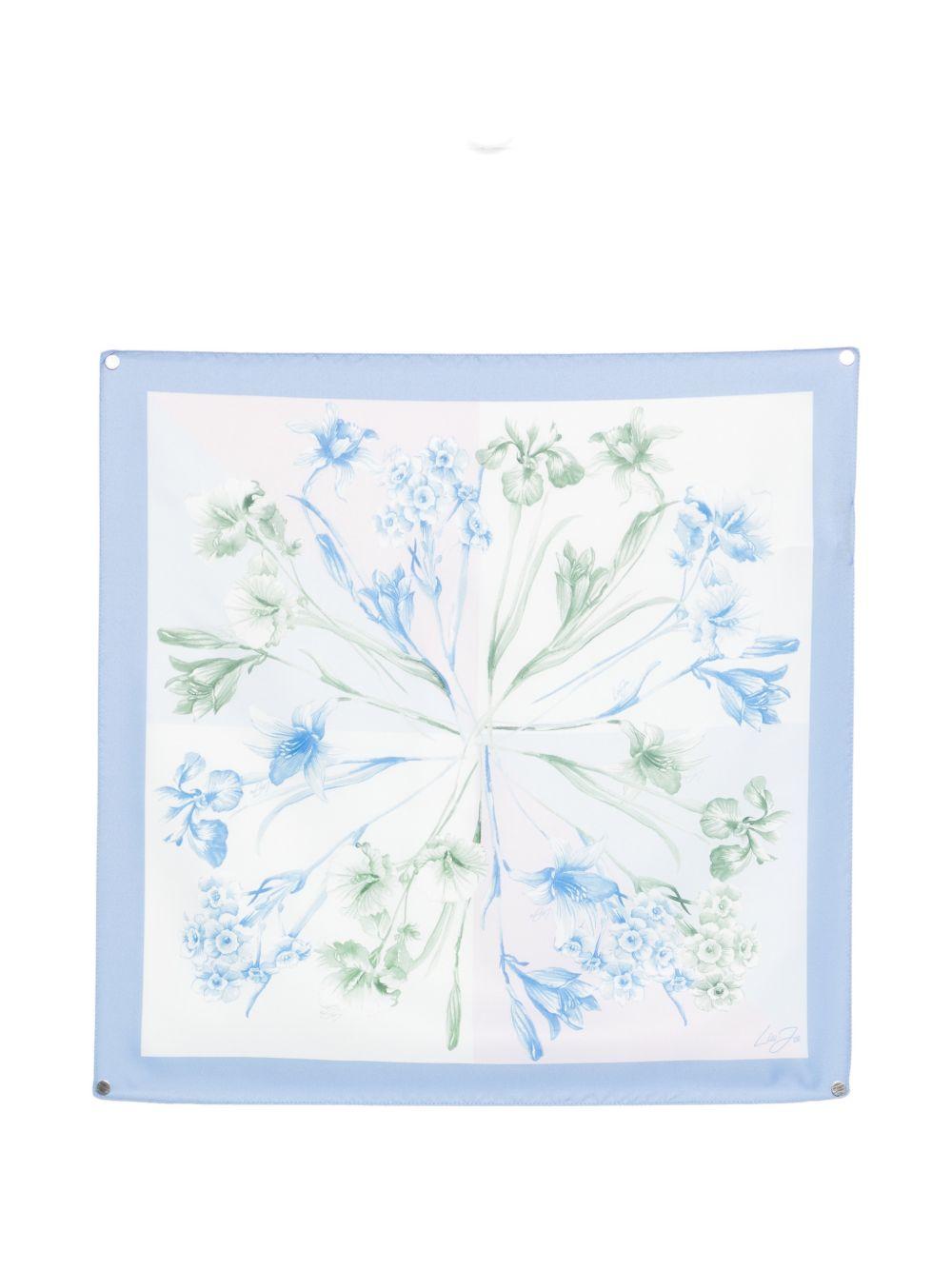 LIUJO Foulard con stampa floreale bianco e celeste 