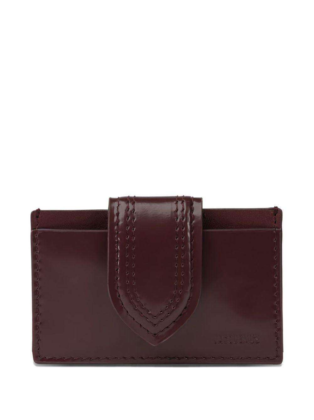 JACQUEMUS Portacarte 'Bambino' in pelle bordeaux 