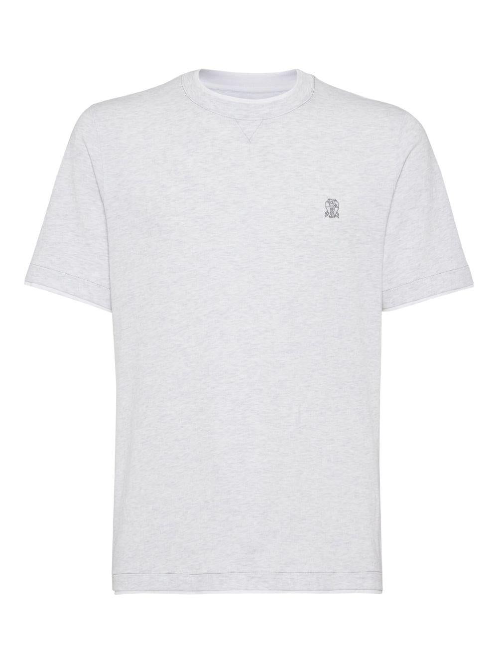 BRUNELLO CUCINELLI T-shirt con logo ricamato sul petto 