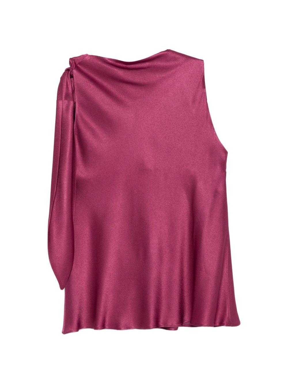 ANTONELLI Top Cloe viola chiaro con nodo monospalla 