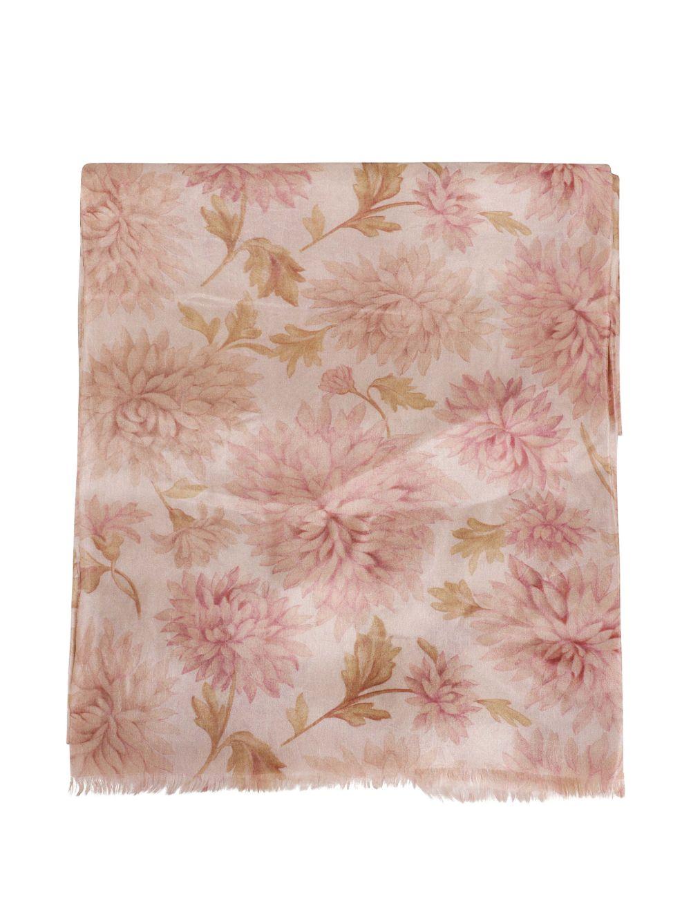 SEVENTY Foulard in seta rosa con stampa floreale 
