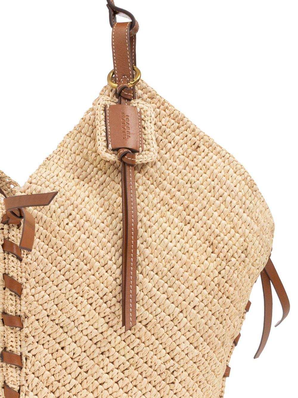 ISABEL MARANT Borsa a spalla in rafia e pelle 