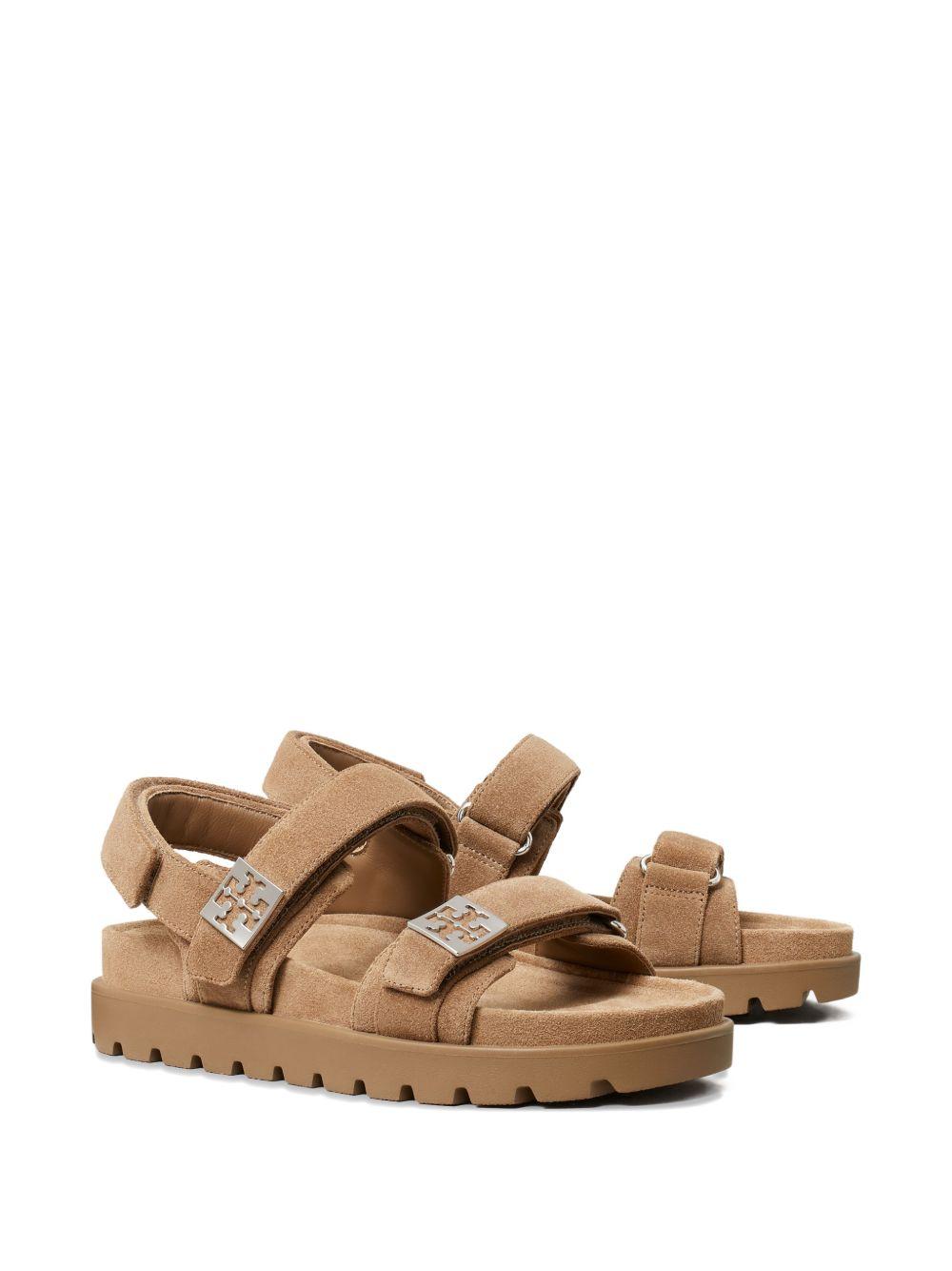 TORY BURCH Sandali Mellow in suede con chiusura in velcro e suola carrarmato 