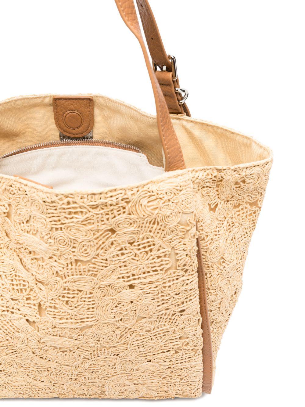 ERMANNO FIRENZE Borsa shopping in rafia con logo 