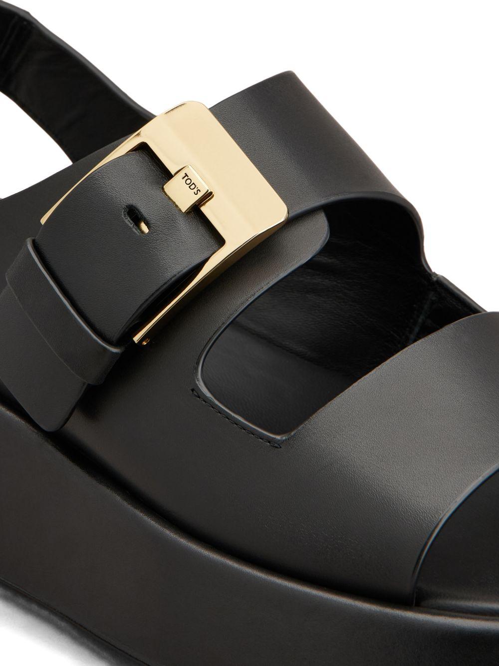 TODS Sandali suola platform in pelle nera 