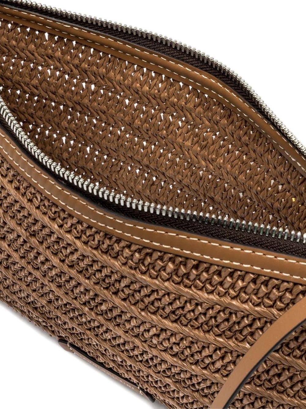 GIANNI CHIARINI Pochette Marcella in rafia e pelle marrone 