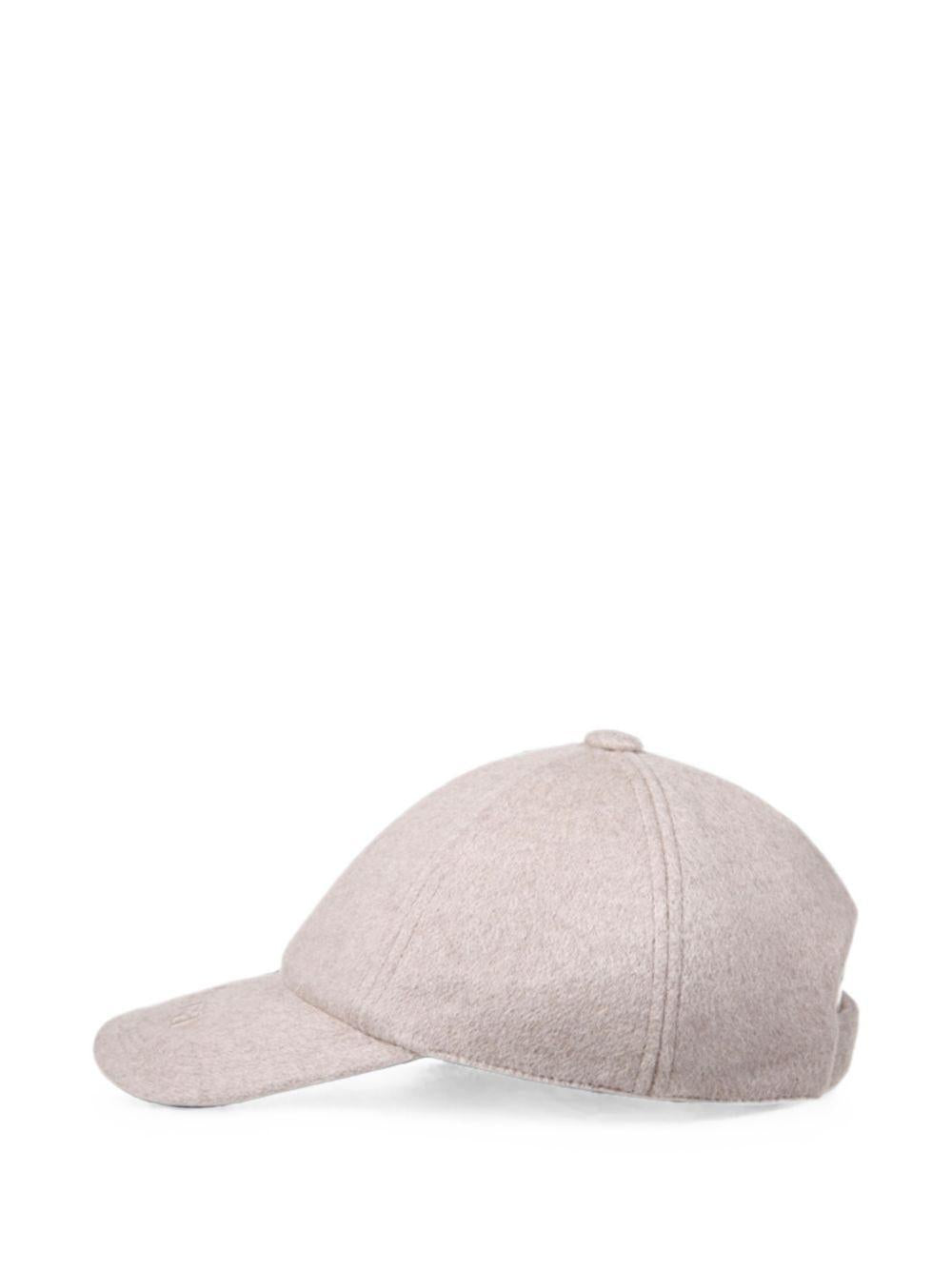 MAX MARA Cappello grigio in lana e cashmere con logo applicato 