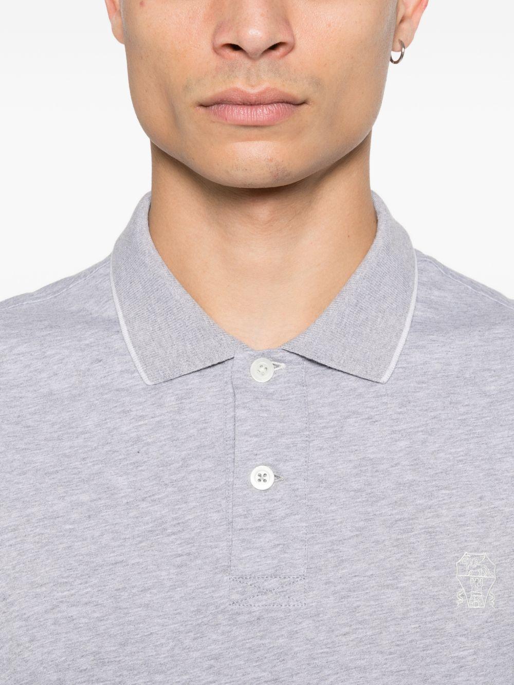 BRUNELLO CUCINELLI Polo grigio cielo con logo ricamato 