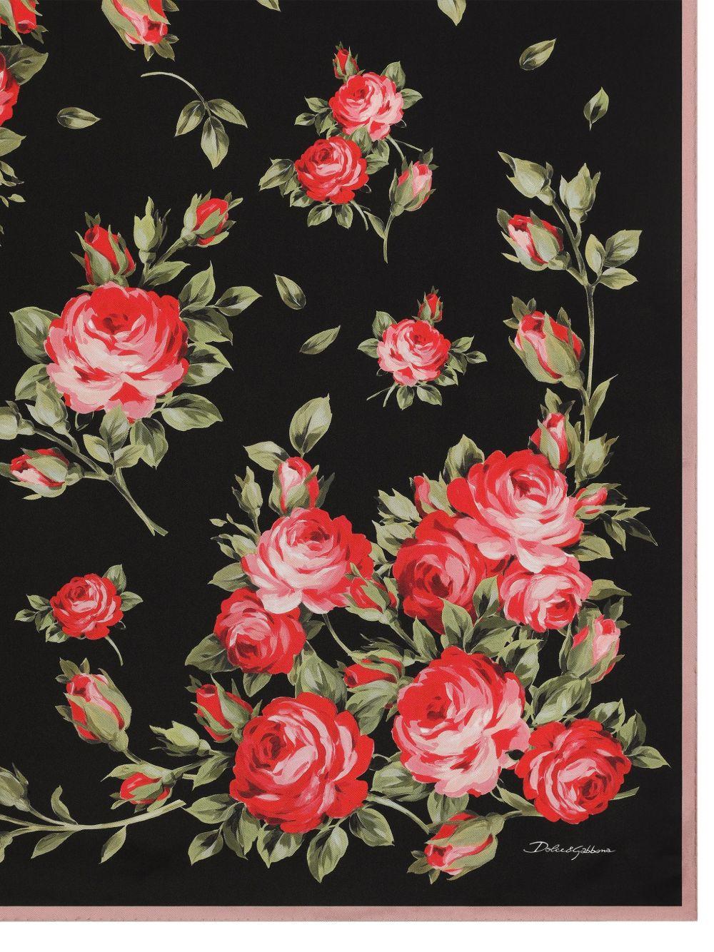 DOLCE e GABBANA Foulard in seta con stampa floreale 
