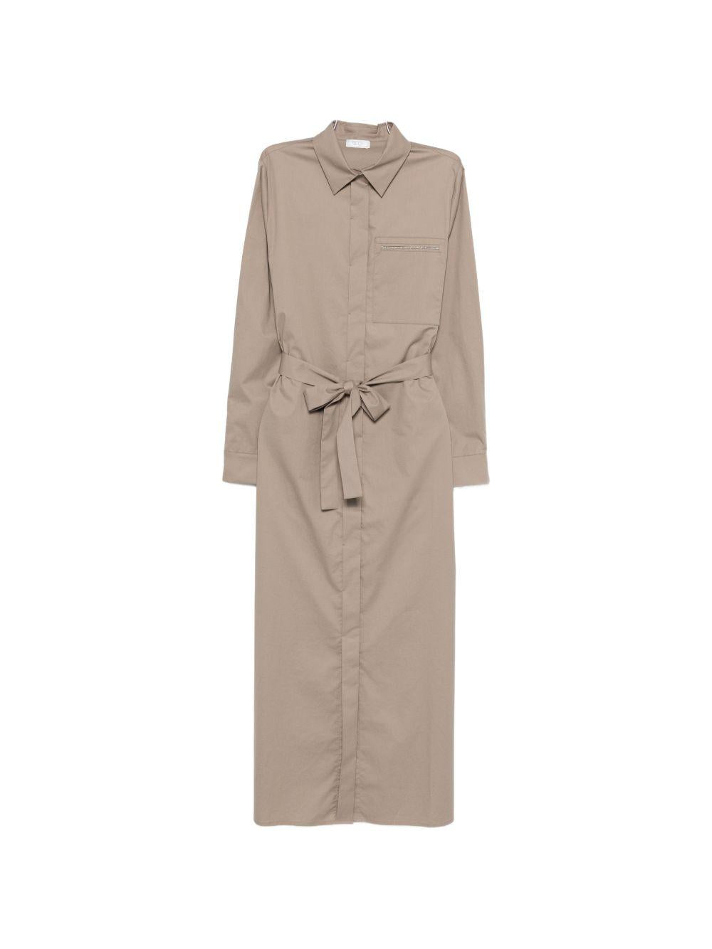 PESERICO Abito color tortora con cintura 