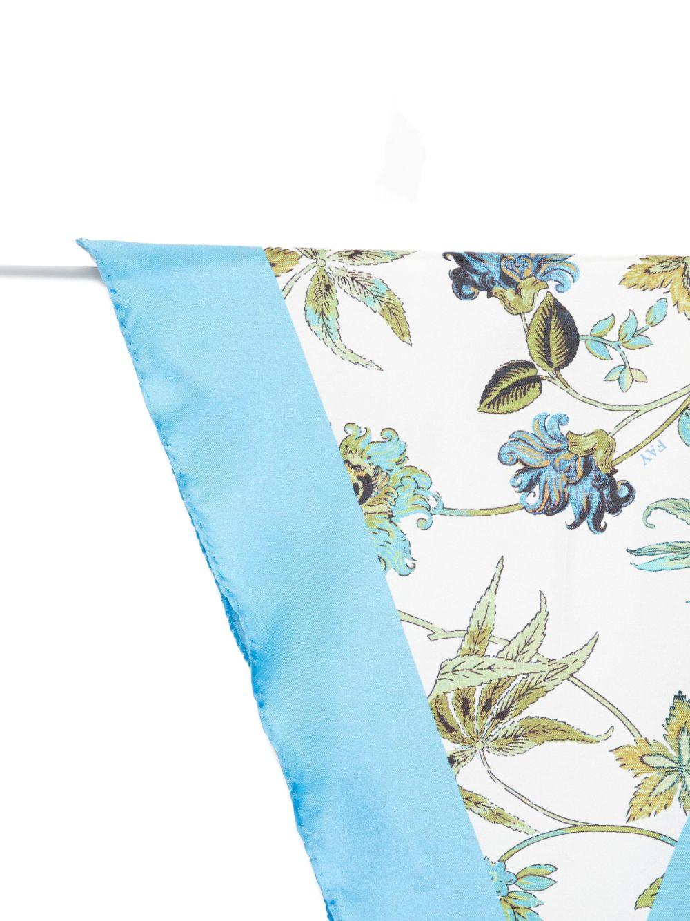 FAY Foulard triangolare celeste con stampa floreale 