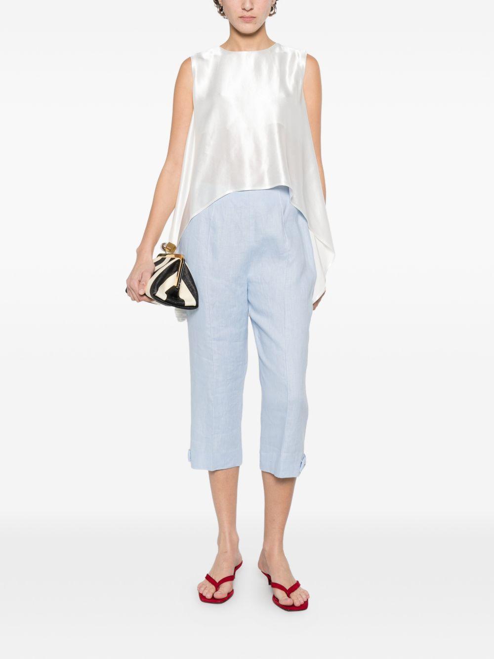 ELEH Top asimmetrico in tessuto lucido bianco 