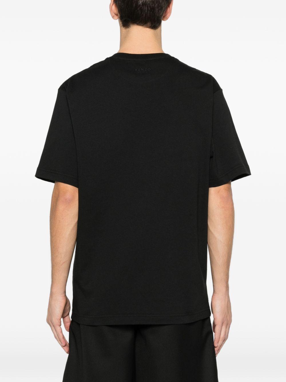 KENZO T-shirt in cotone nero con patch tigre 