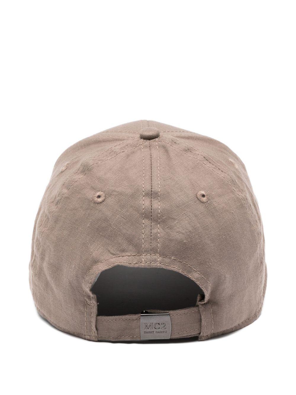 MC2 SAINT BARTH Cappello da baseball tortora con logo in lino 