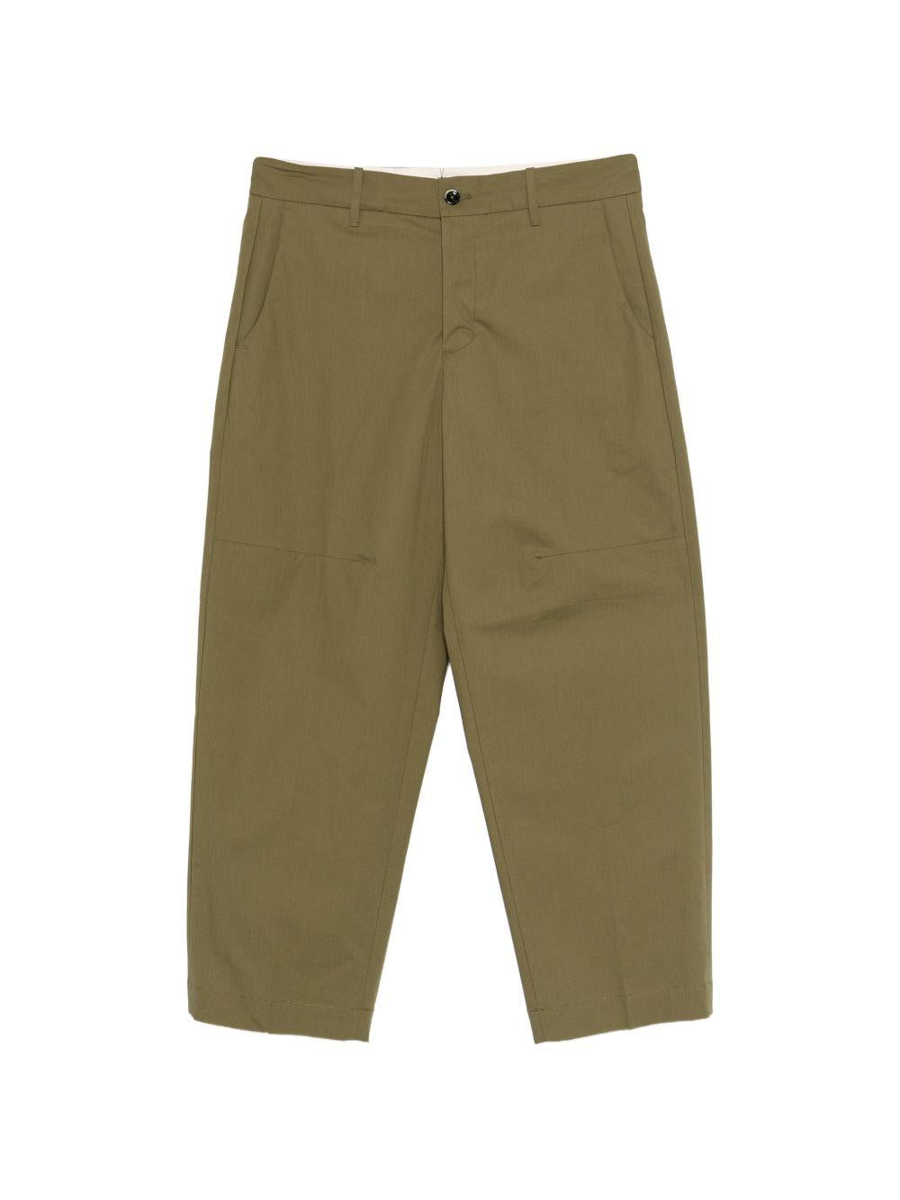 NINE IN THE MORNING Pantaloni in lana misto lino verdi 