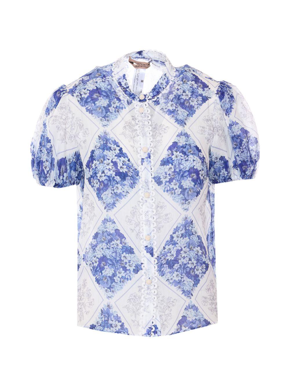 TWINSET Camicia stampa floreale con dettagli in pizzo 