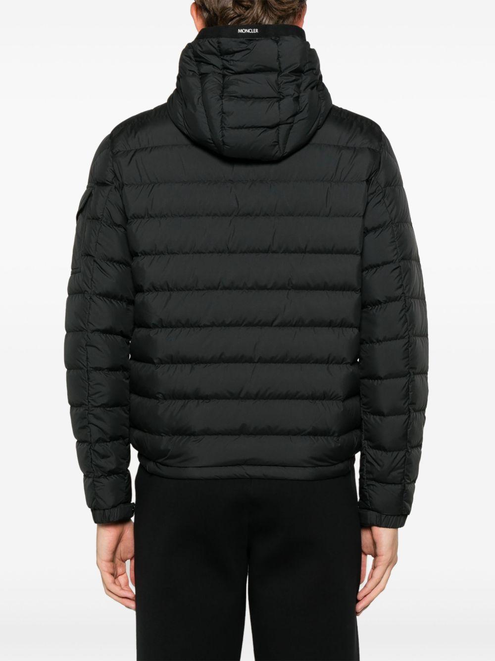 MONCLER Piumino corto Galion nero con vita elasticizzata e tasche 