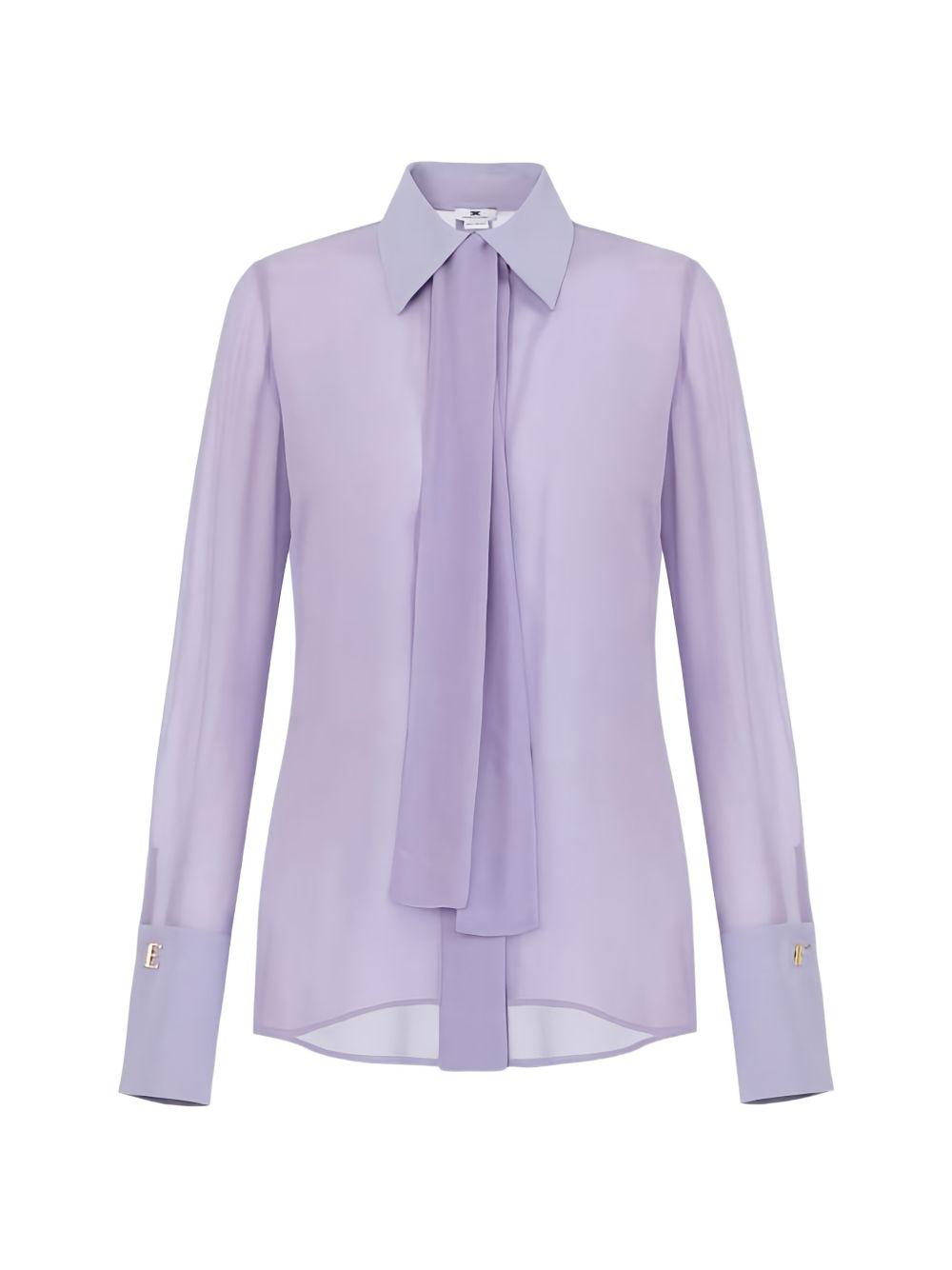 ELISABETTA FRANCHI Camicia a maniche lunghe in seta lilla 
