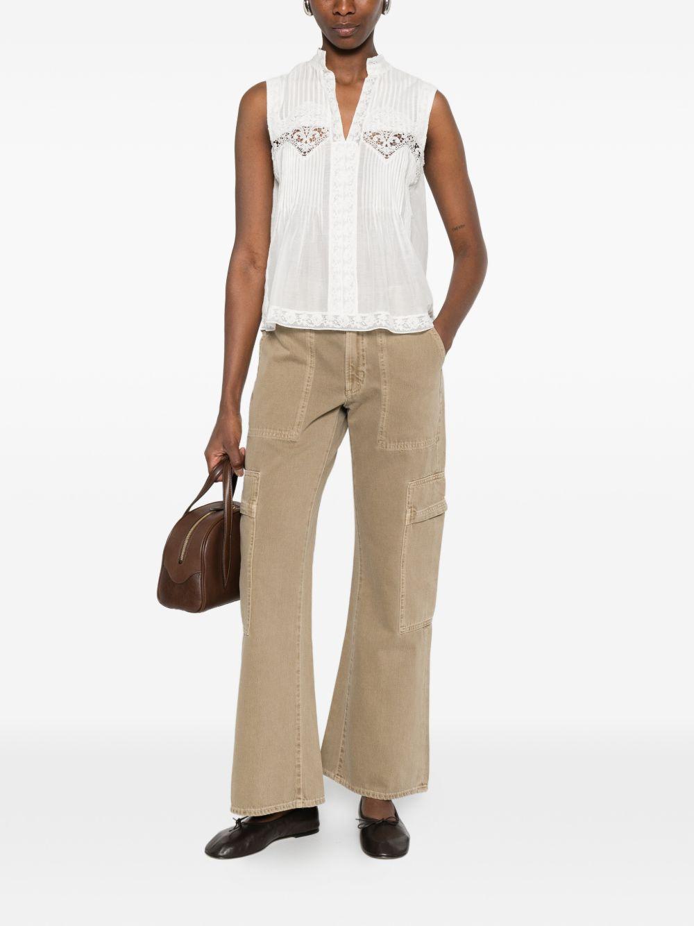 CITIZENS OF HUMANITY Jeans Clina a zampa beige con tasche 
