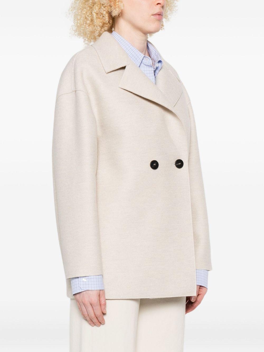 HARRIS WHARF LONDON Cappotto corto doppiopetto in lana beige 