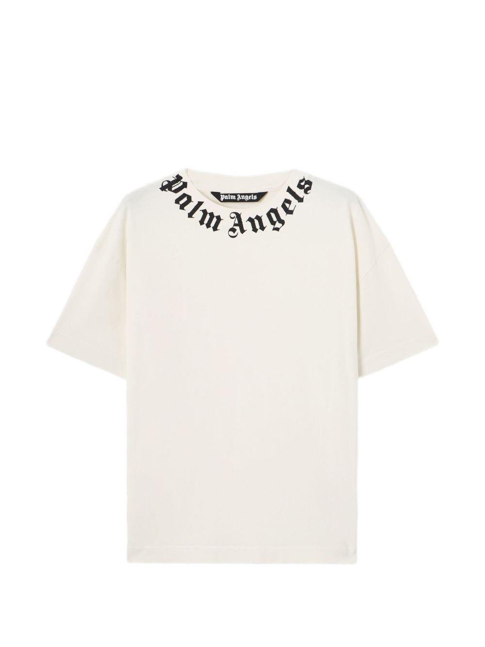 PALM ANGELS T-shirt in cotone bianco con logo nero 