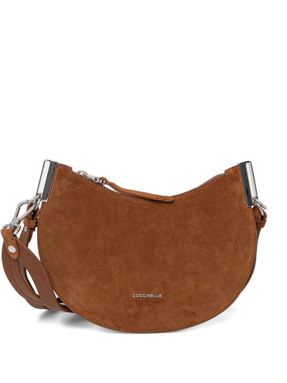 COCCINELLE Borsa a spalla in suede marrone 
