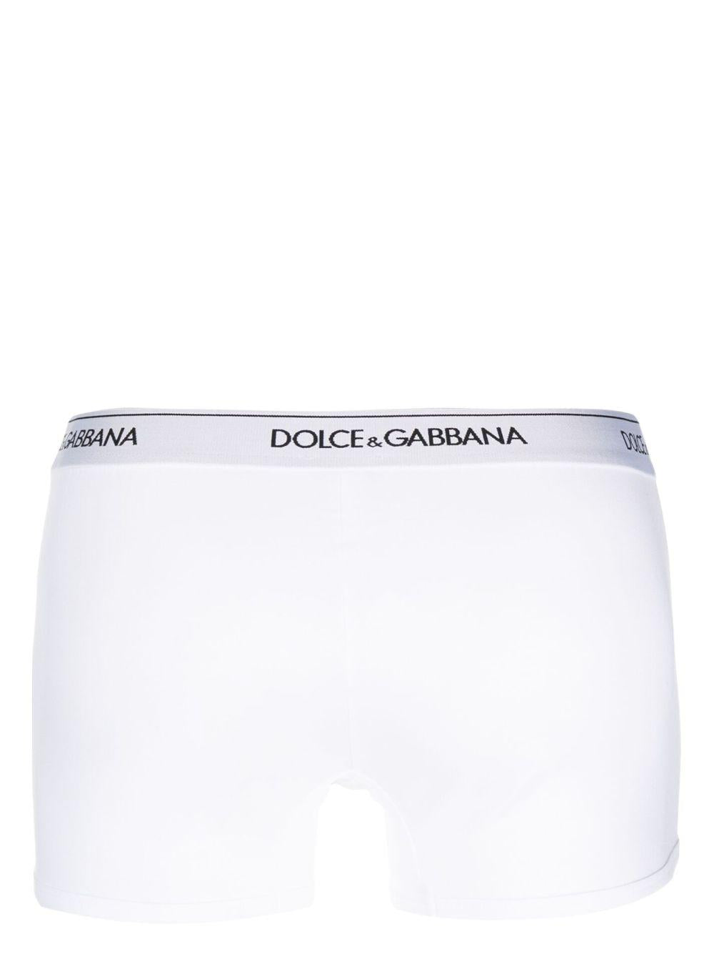 DOLCE e GABBANA Boxer in bi-pack bianco con vita elasticizzata con logo 