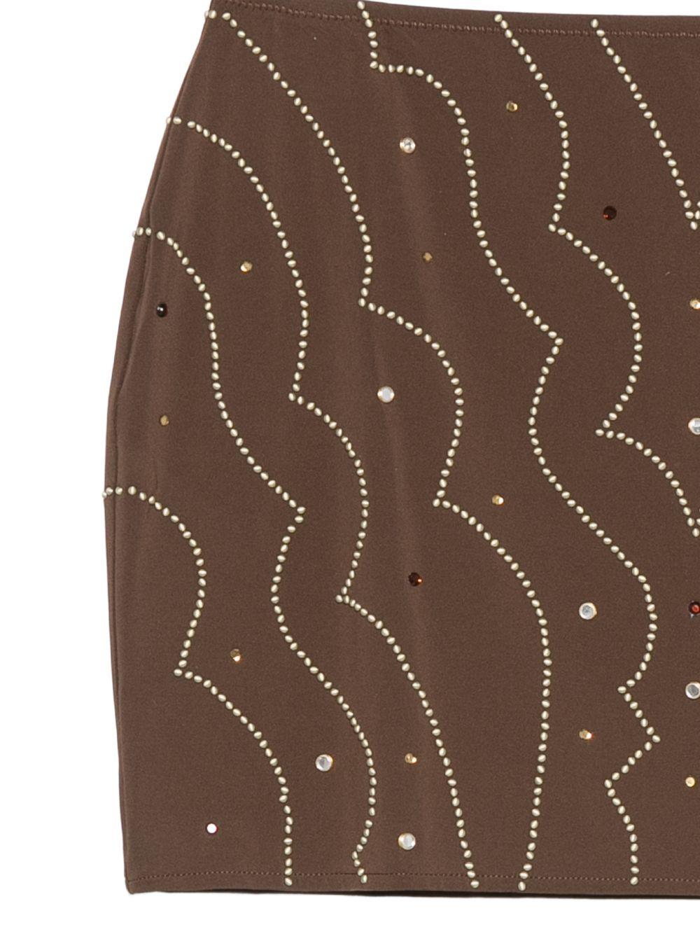 VENUJA Minigonna con dettagli western in microfibra marrone 