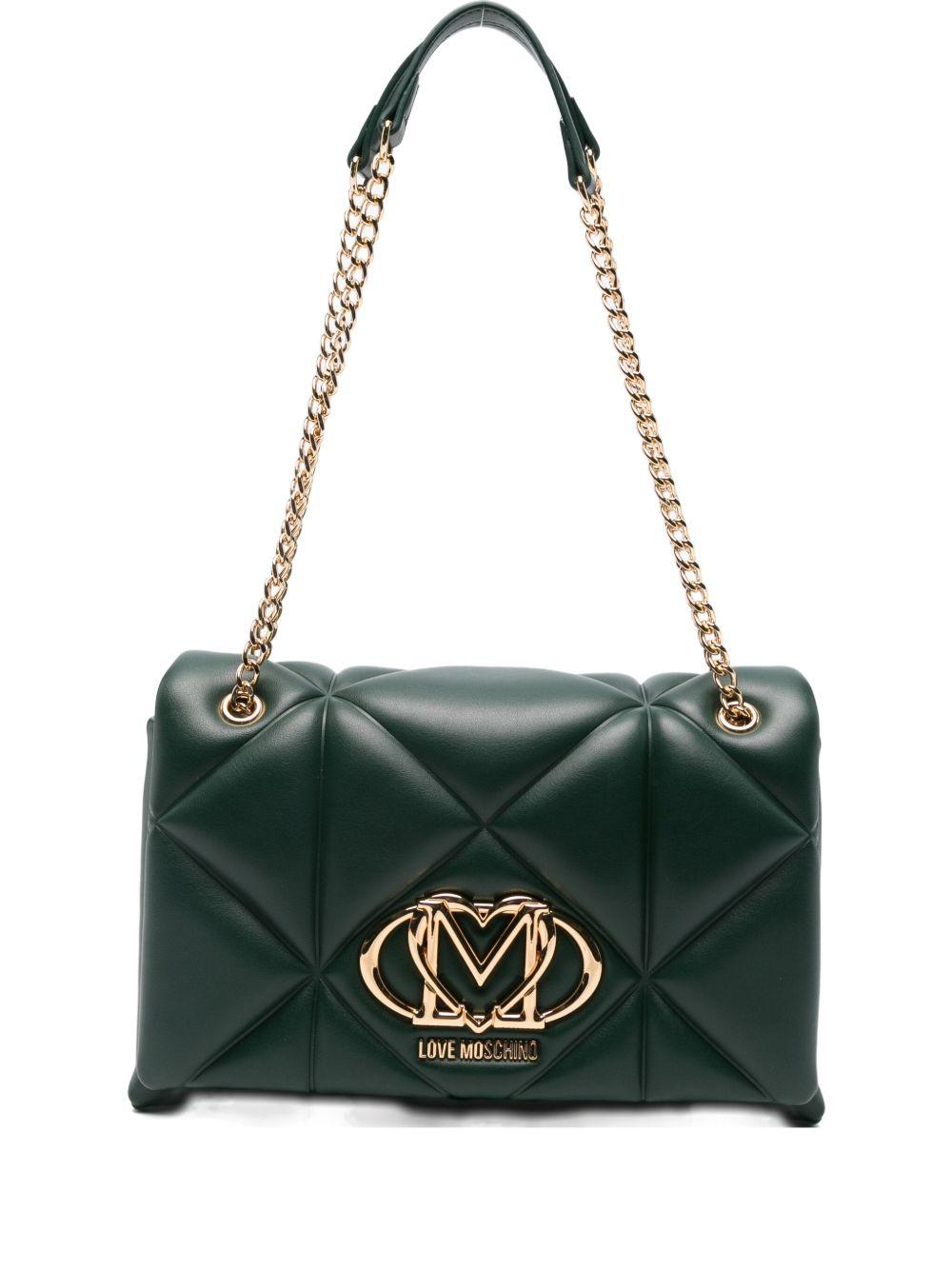 LOVE MOSCHINO Borsa a spalla trapuntata verde militare 