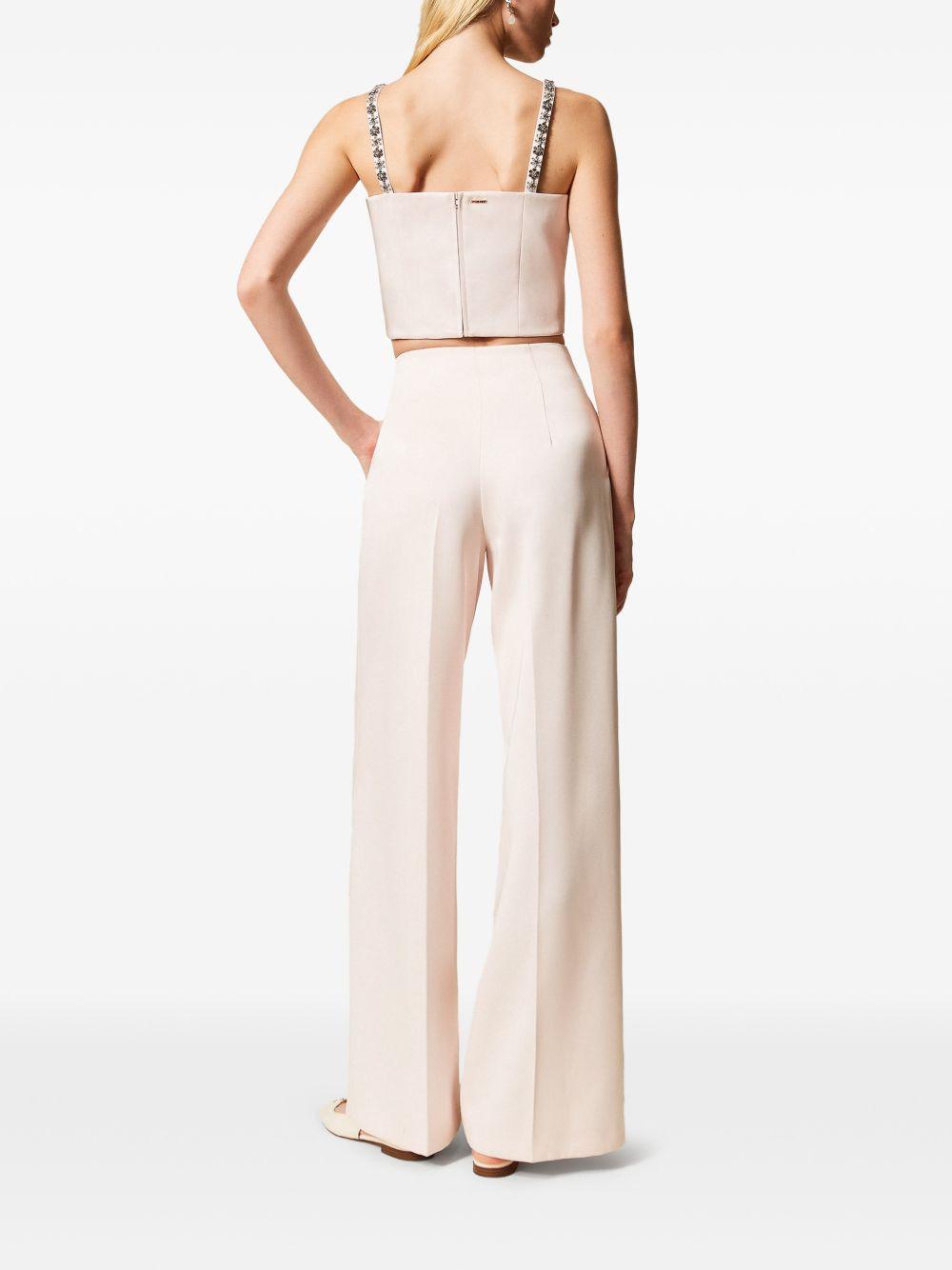 TWINSET Pantaloni color panna a vita alta 