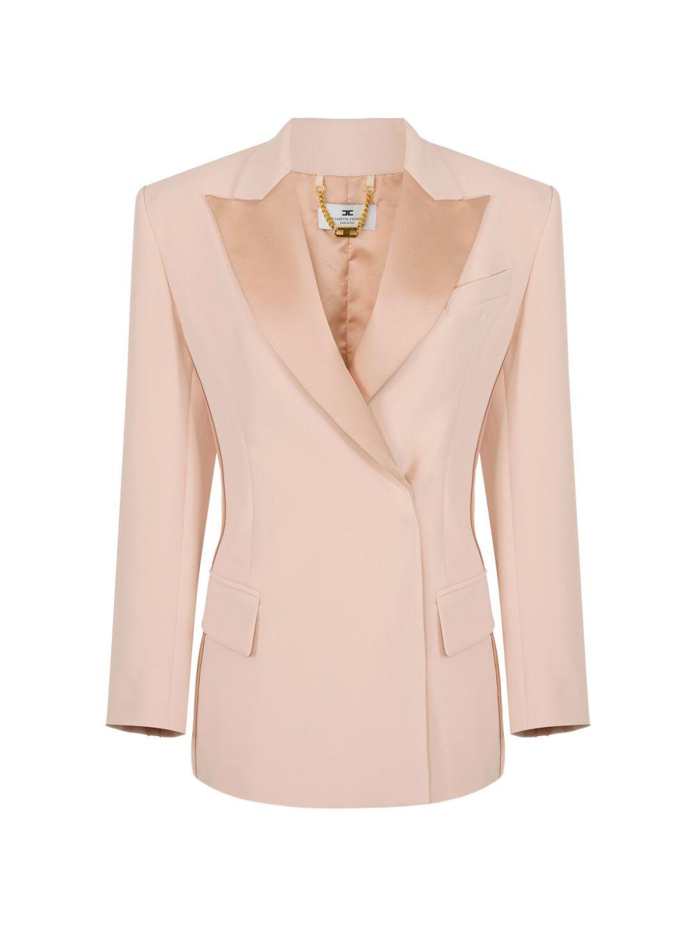 ELISABETTA FRANCHI Blazer strutturato doppiopetto rosa cipria 